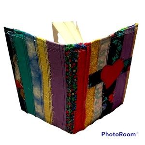 Handmade OOAK book covers art scrap fabric - bible covers - Christian cross